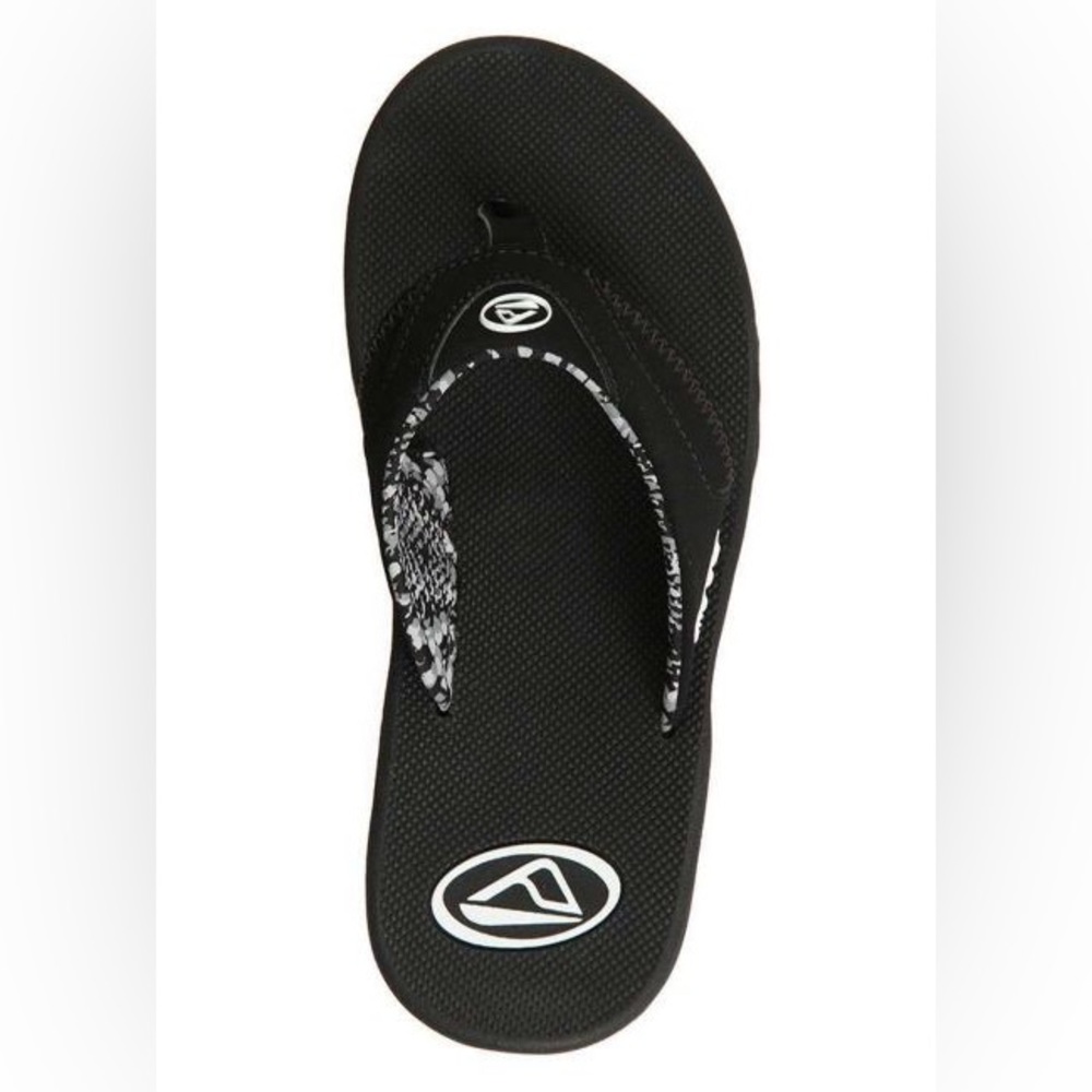 NWT! Reef FANNING Flip Flops Size 7 Black with Bottle Opener Sandals